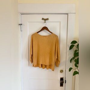 Hello Nite - Scoop Neck Dolman Sleeve Raglan Pullover Mustard‎ Yellow - Size S